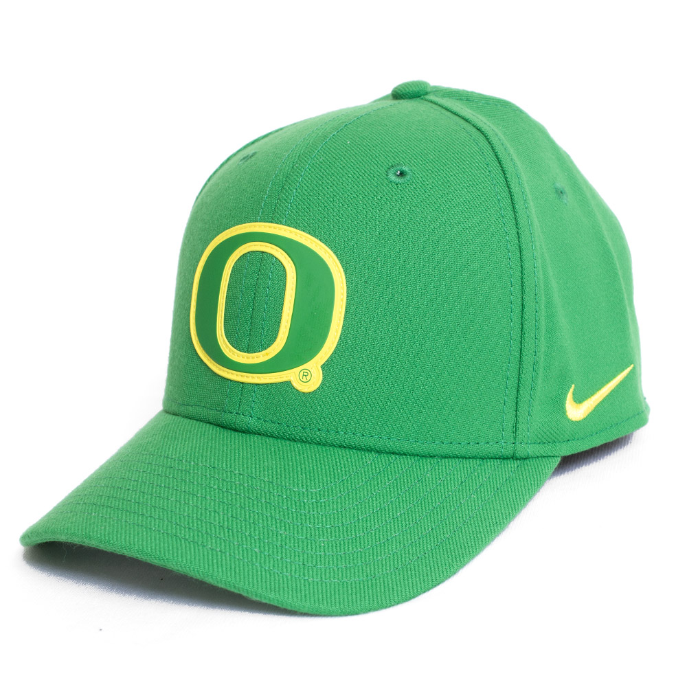 Classic Oregon O, Nike, Green, Curved Bill, Performance/Dri-FIT, Accessories, Unisex, Football, Structured, Flex, Hat, Sideline, 799119
